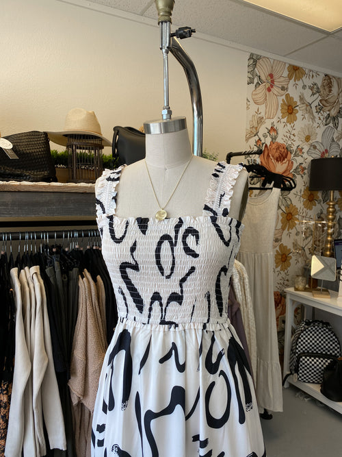 Cream Abstract Dress