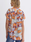 Abstract Sunset Button Down Top