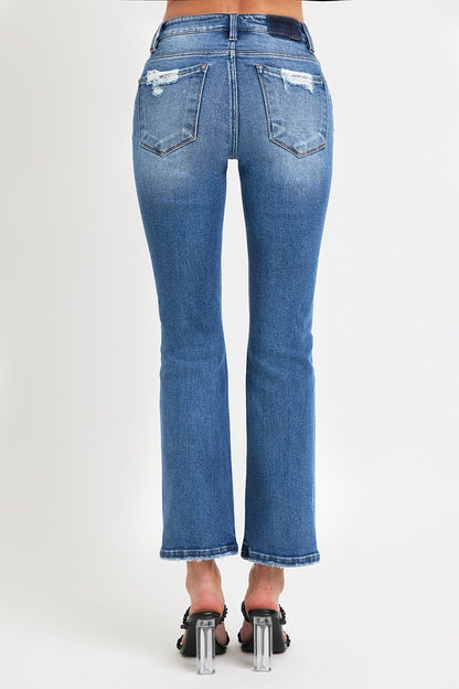 Mid Rise Medium Wash Straight Leg