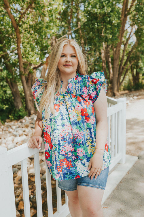 All For You Floral Ruffle Sleeve Top