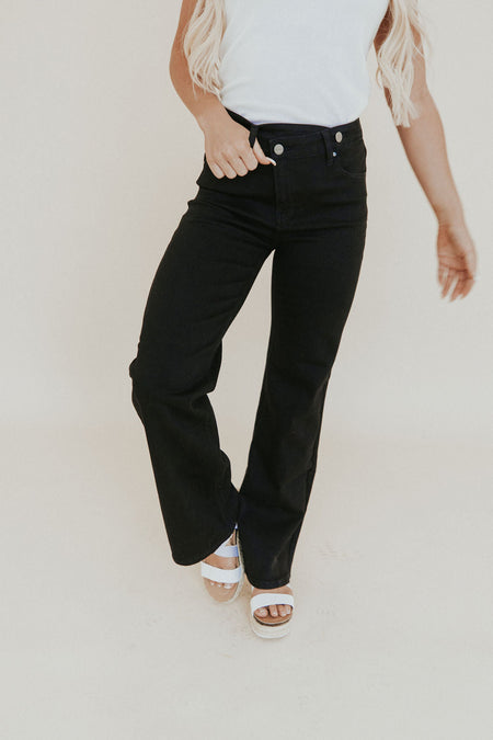 Hi-Rise Rainbow Embroidery Cropped Straight Leg Jeans
