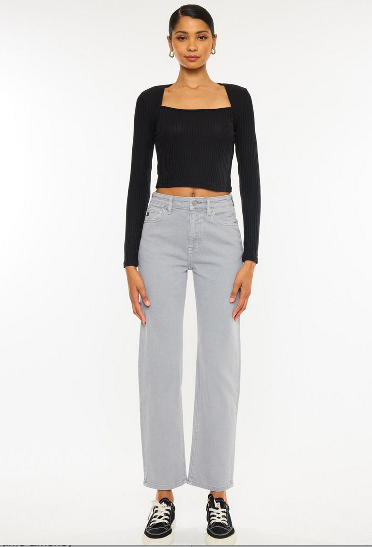 Ultra High Rise Grey Straight Leg