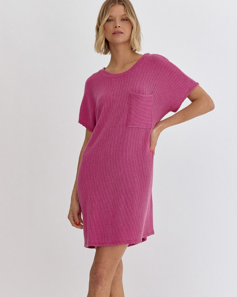 Ribbed T-Shirt Dress- MULTIPLE COLORS