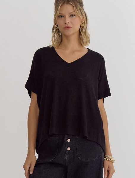 Super Soft Knit V-Neck Tee