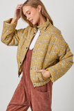 Mustard Floral Puff Jacket