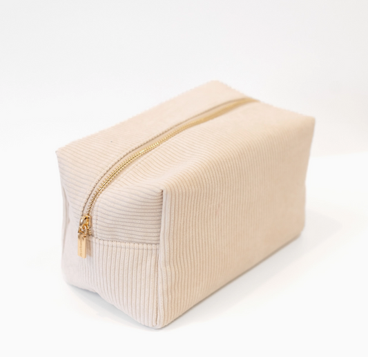 Elyse Breanne Corduroy Cosmetic Bag - Creme