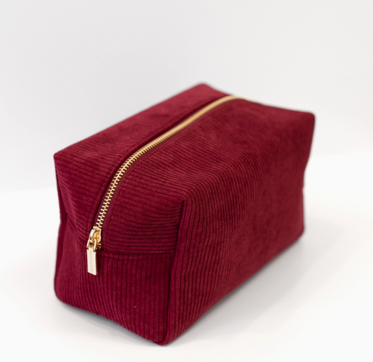 Elyse Breanne Corduroy Cosmetic Bag - Ruby