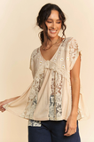 Embroidered Daisy Babydoll Top