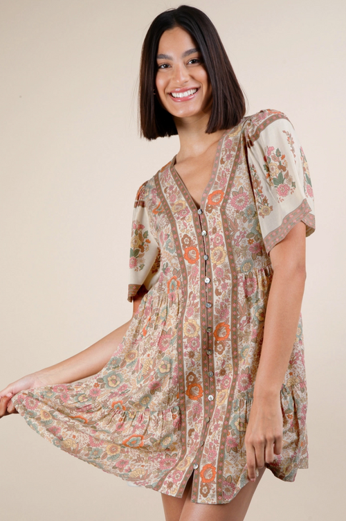 Boho Floral Mini Dress