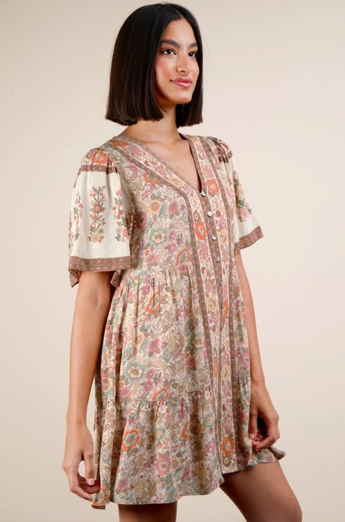 Boho Floral Mini Dress