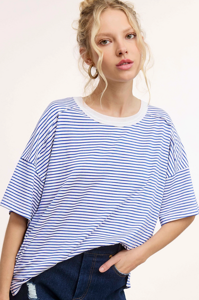 Easy Wear Striped Drop Shoulder Tee