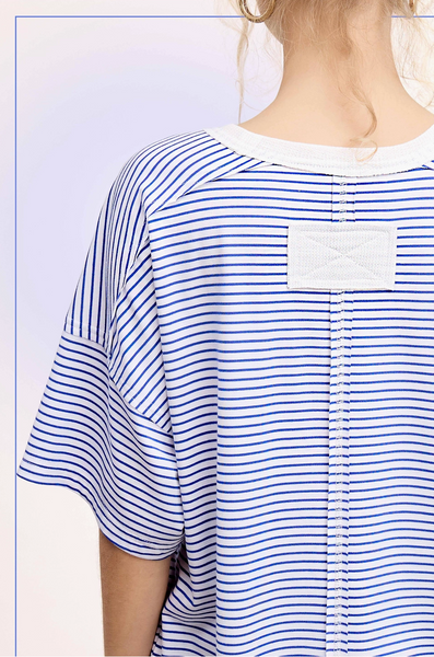 Easy Wear Striped Drop Shoulder Tee