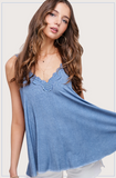 Lace Detail Cami Blue