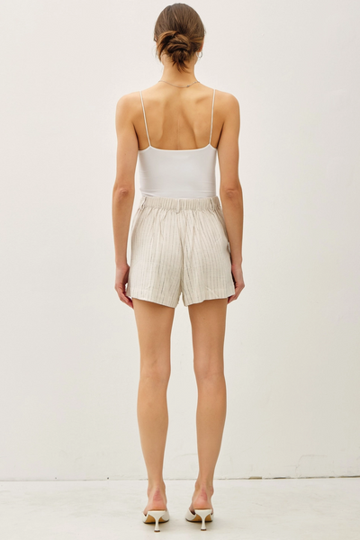 Linen Blend Pinstripe Shorts