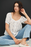 Printed Button Up Blouse