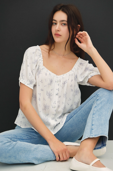 Printed Button Up Blouse