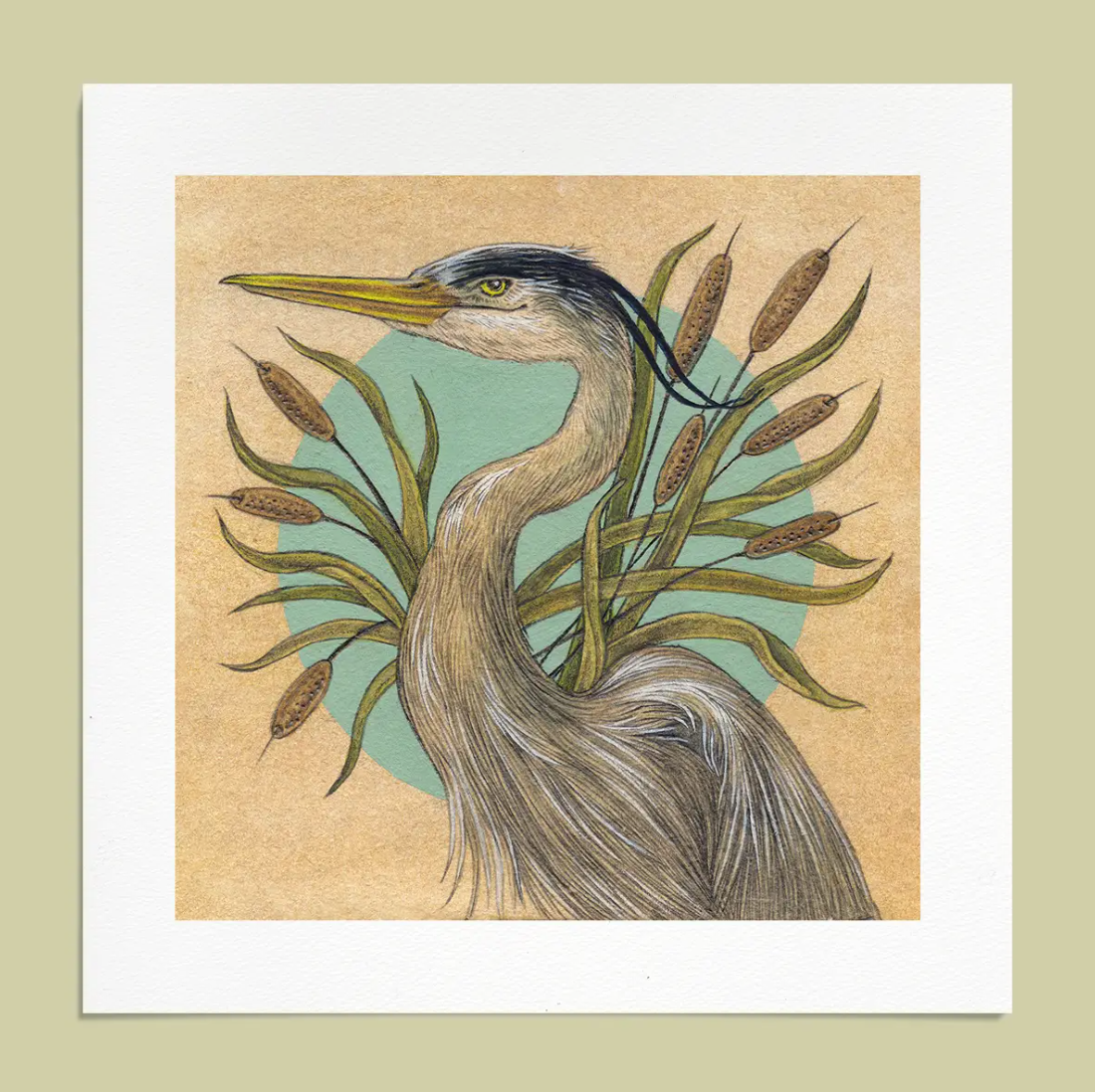 Heron Giclee Art Print by Mustard Beetle