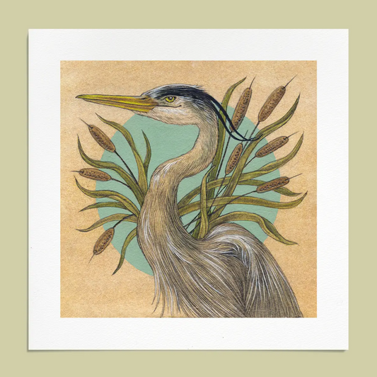 Heron Giclee Art Print by Mustard Beetle