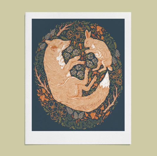 Fox & Hare Giclee Art Print by Mustard Beetle