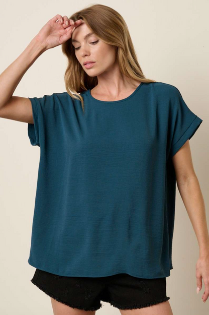 Round Neck Teal Blouse
