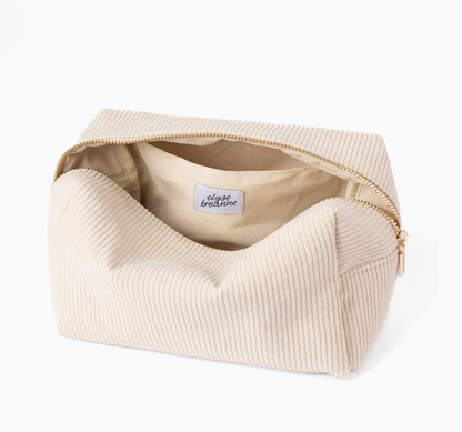Elyse Breanne Corduroy Cosmetic Bag - Creme