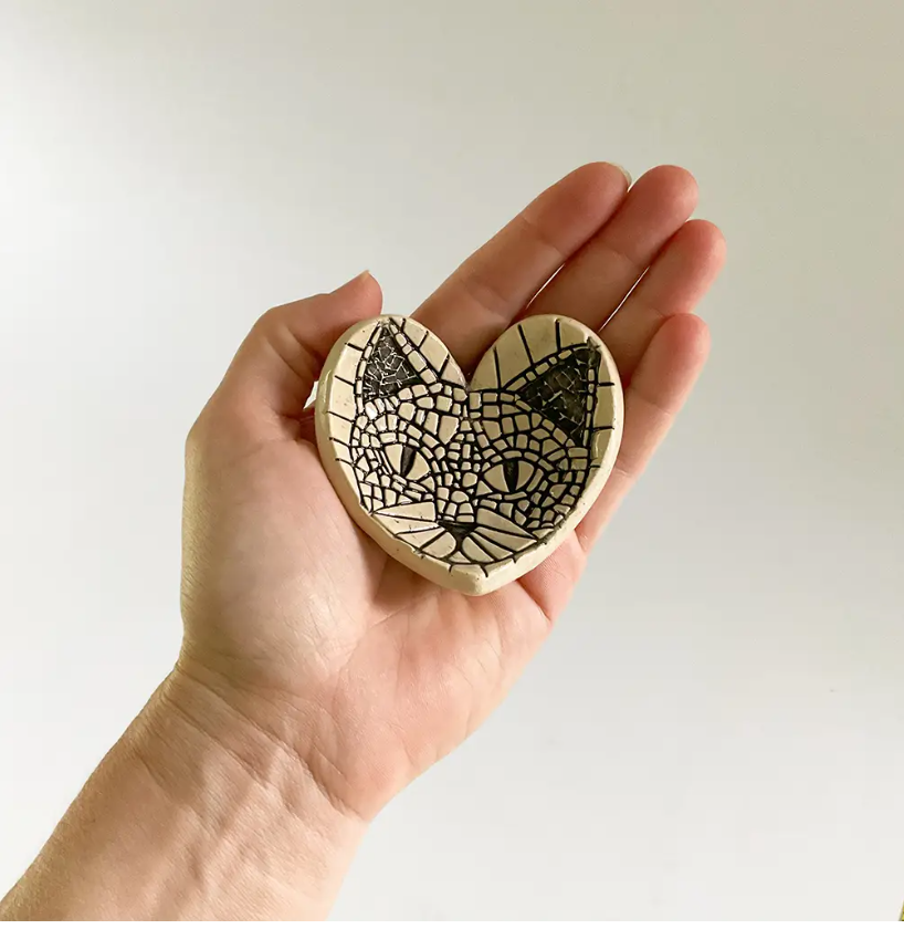 Heart Shaped Cat Trinket Dish