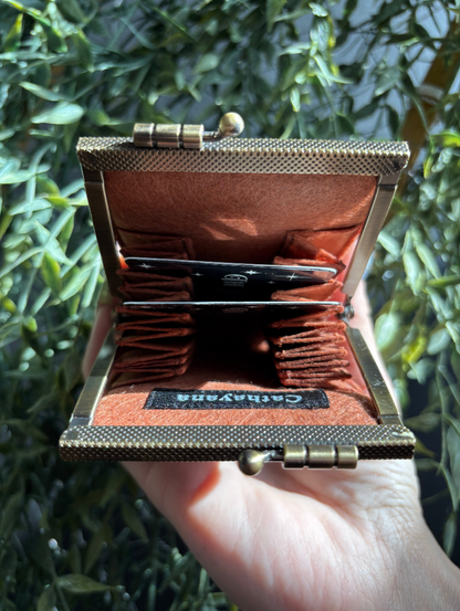 Card Holder + Wallet- Black Brocade