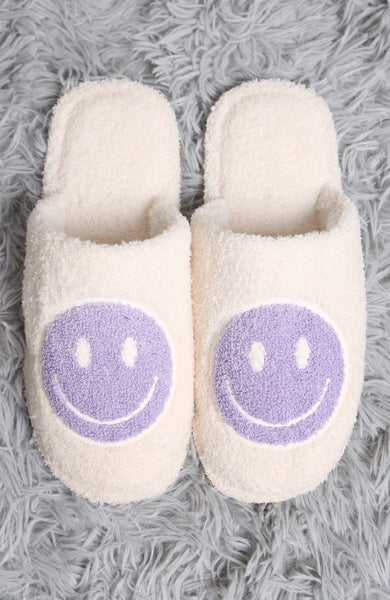Super Lux Color Smiley Face Slippers- Lavender