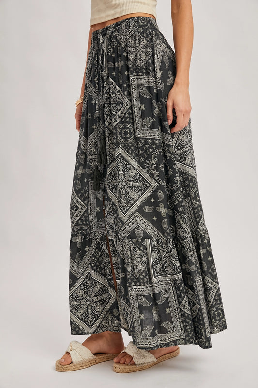 Boho Print Black and White Maxi