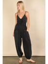 Mineral Wash Cotton Gauze Jumpsuit Black