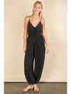 Mineral Wash Cotton Gauze Jumpsuit Black
