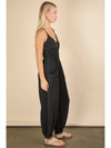Mineral Wash Cotton Gauze Jumpsuit Black