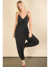 Mineral Wash Cotton Gauze Jumpsuit Black