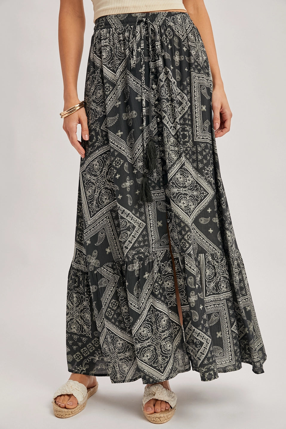 Boho Print Black and White Maxi
