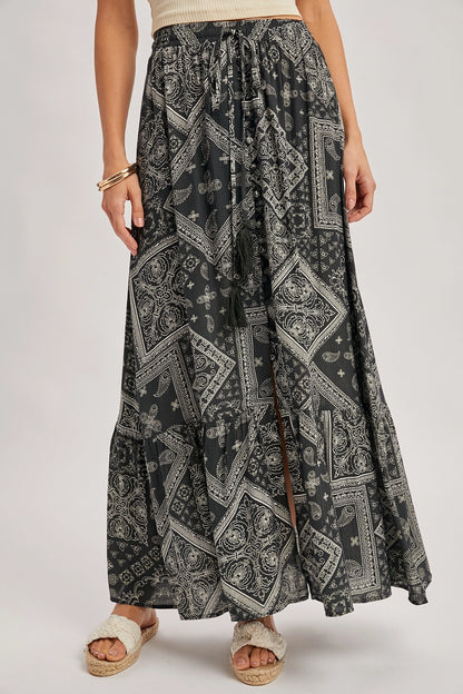 Boho Print Black and White Maxi