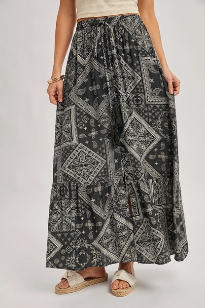 Boho Print Black and White Maxi