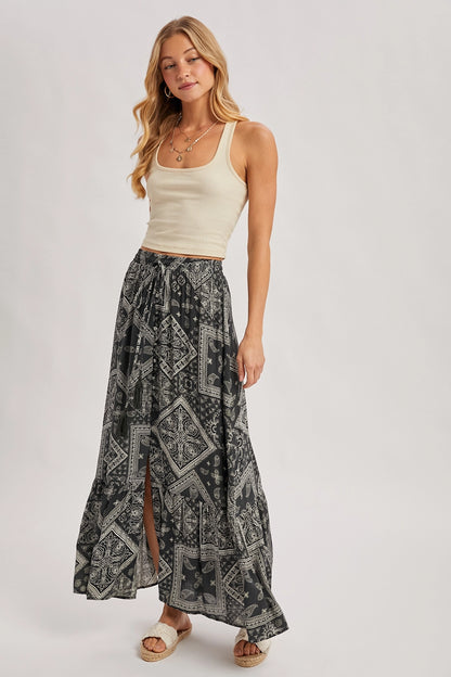 Boho Print Black and White Maxi