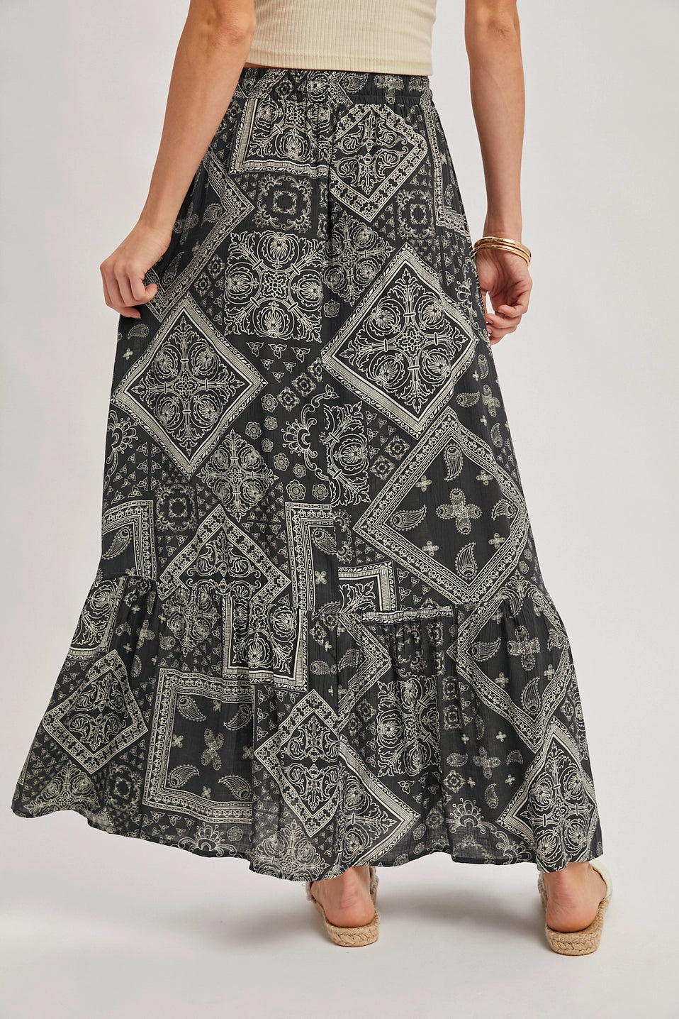 Boho Print Black and White Maxi