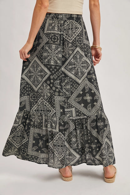 Boho Print Black and White Maxi