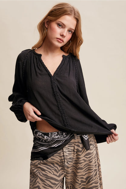 Peasant Blouse Black