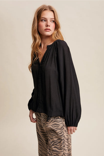 Peasant Blouse Black