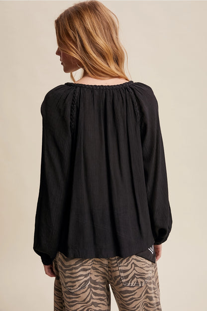 Peasant Blouse Black