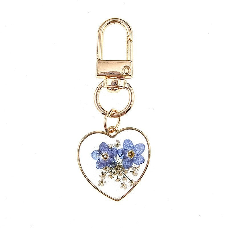 Dried Flower Heart Bag Charm