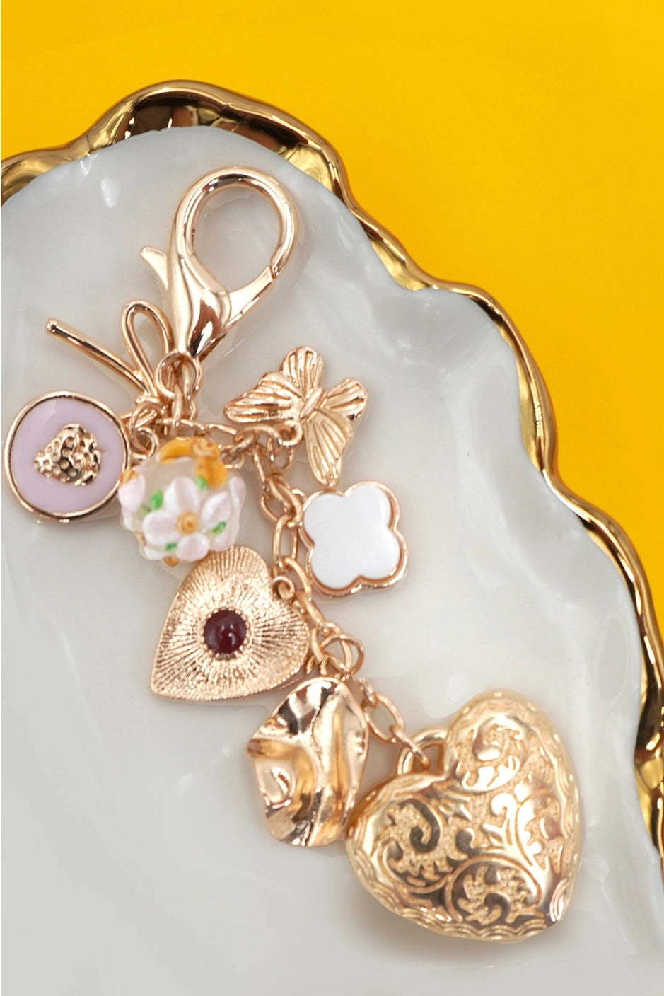 Ornate Heart Butterfly Bag Charm