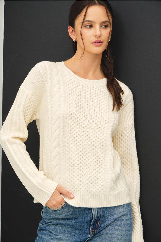 Classic Cable Knit Sweater Cream