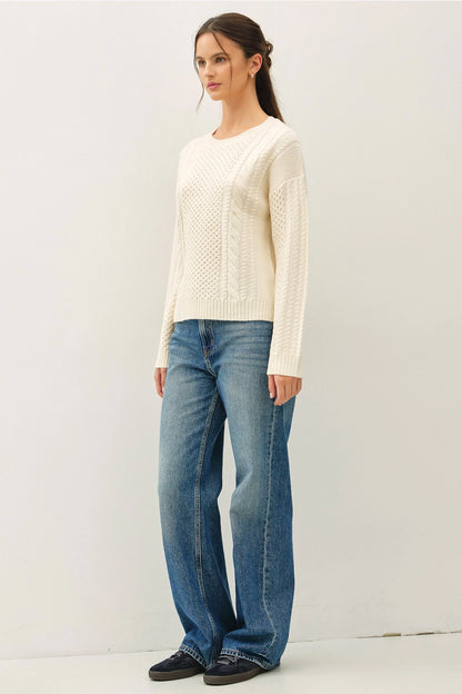 Classic Cable Knit Sweater Cream