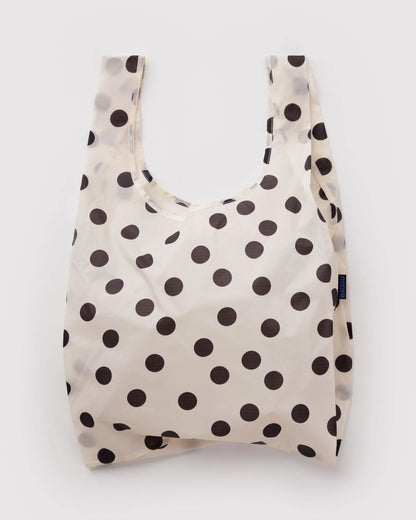 BAGGU Standard Reusable Bag - Cream and Black Polka Dot