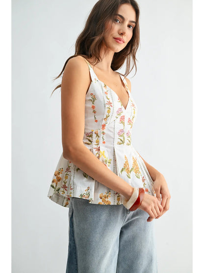 Spring Floral Peplum Top