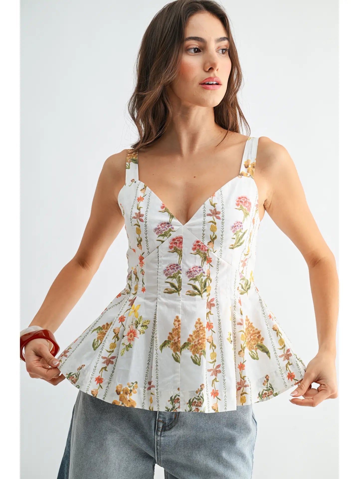 Spring Floral Peplum Top