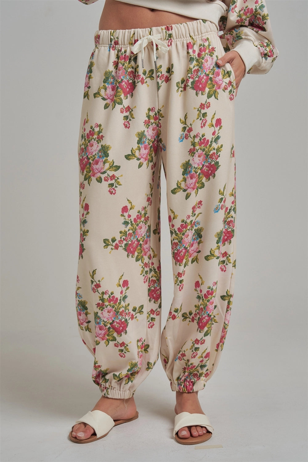 BON Floral Fleece Sweats with Pockets